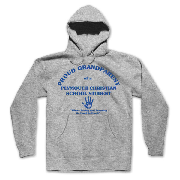 PLYMOUTH - PROUD GRANDPARENT - ADULT - PULLOVER HOODIE - LIGHT GRAY WITH BLUE Thumbnail